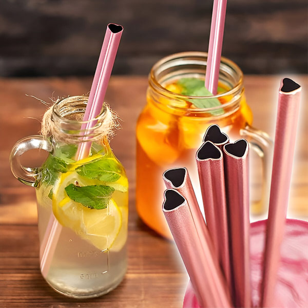 Romantična rožnata slamica s srcem za večkratno uporabo | HEARTSTRAW