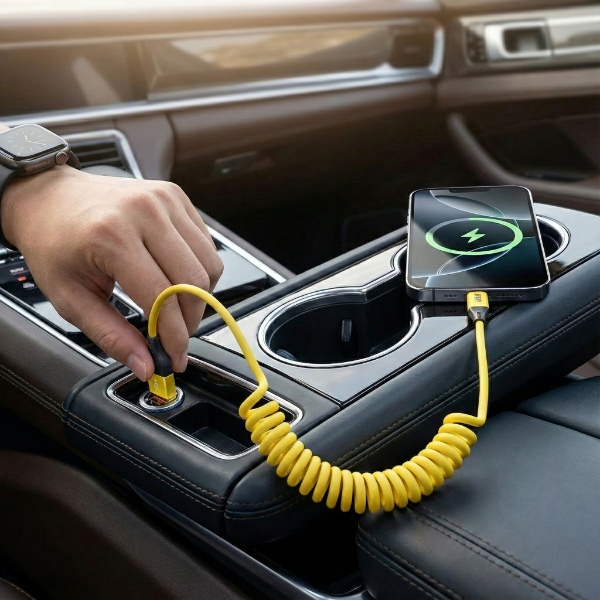 4-v-1 izvlečni polnilni kabel - 65W, 1.5 m, USB-C + Lightning | SPRINTCHARG