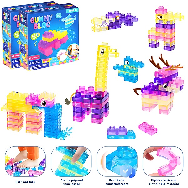 Mehke stisljive gradbene kocke – 40 kosov, TPE, starost 3+ | JELLYFUN